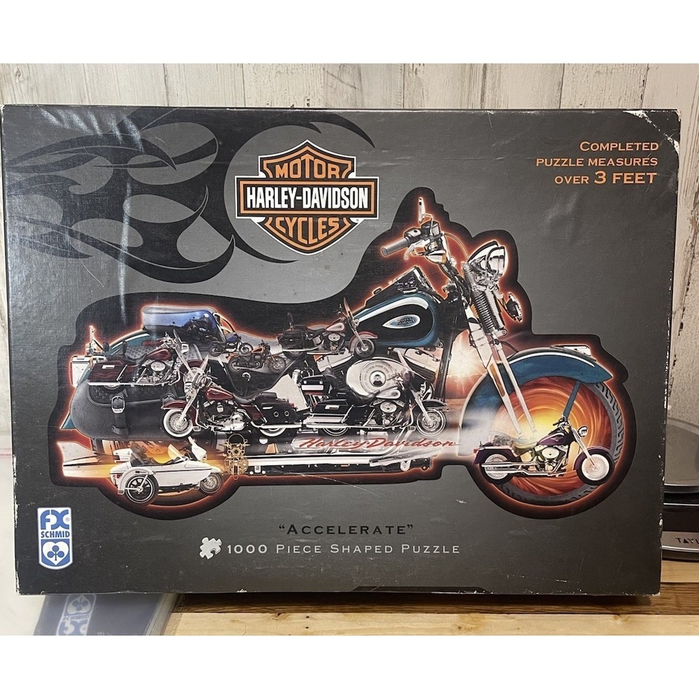 FX Schmid Harley Davidson Accelerate 1000 Piece Shaped Jigsaw Puzzle 41"x 30"